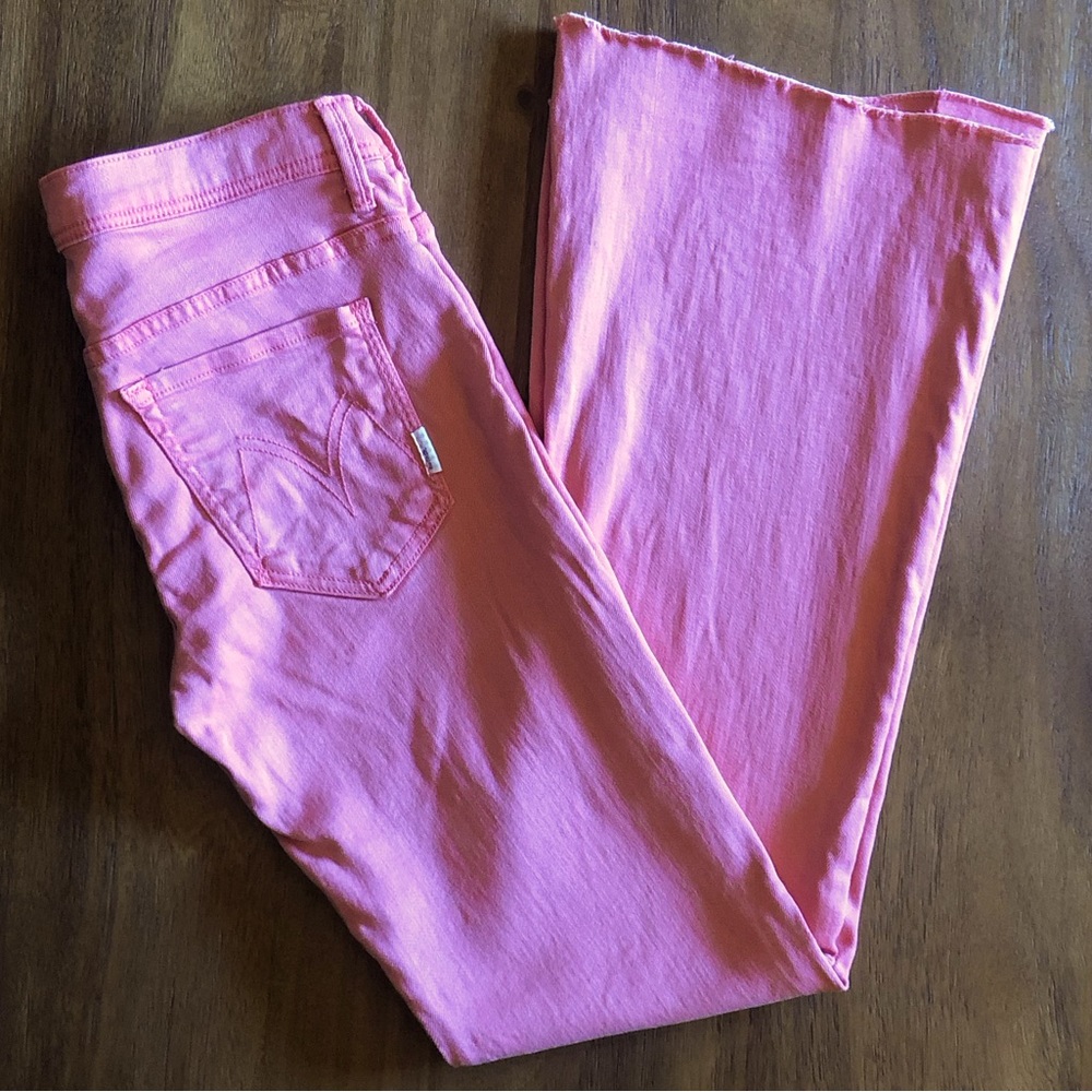 Mother pop pink denim jeans.  The Curfew. Size 27, inseam cut by hand to 29”